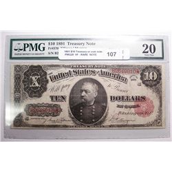 1891 $10 Treasury or coin note  PMG20  VF