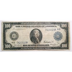 1914 $100  blue seal FRN  G/VG