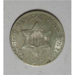 1852 3 cent silver  all original undipped AU