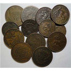 Canada bank tokens:4 half pennys-1844 Montreal-2 Upper Can 1854