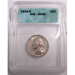 1932-S Washington Quarter ICG AU-58
