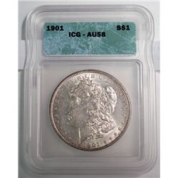 1901 Morgan Dollar ICG AU-58 Grey Sheet 60=$2,000