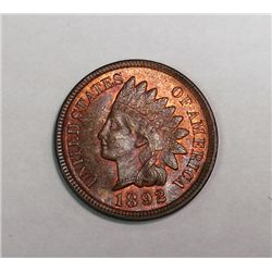 1892 Indian penny  MS64 R/B more RED   MS64R/B GS bid = $130