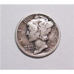 1921D dime  solid rim fine