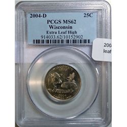 2004D Wisconsin quarter extra leaf high---RARE!