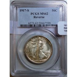 1917S rev Walker half $  PCGS62   RARE-RARE-RARE