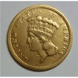 1854O $3 GOLD  VF---VF GS =$925