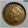 Image 2 : 1856 $3 GOLD  ANACS AU scratch/cleaned--not badly