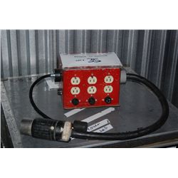Red Distro Box  - 6 Edison + 1 Big 3 Pin Twistlock And Circuit Breaker Box