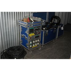 100 Amp Distro System - Lot containing 4 pieces - 3 in blue Flight Cases