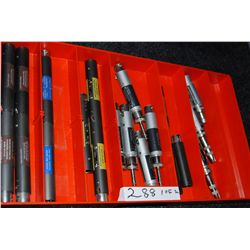 Contents of Drawer #1 - 2 Red Bins of Assorted XLR and Quarter Inch Adapters