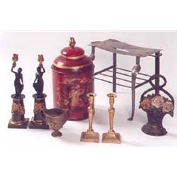 A  pair  of  George  III brass candlesticks,