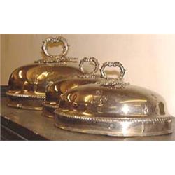 A Sheffield Plate set of three oval meat