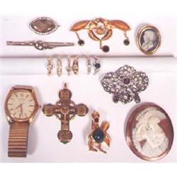 A  Georgian  navette-shape  hair  brooch, wi