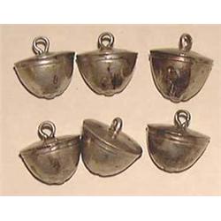 A German silver set of six buttons, C17th or