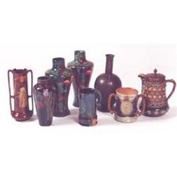 An  Elton  Ware  handled  vase,  with  blue,