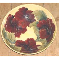 A  Moorcroft  bowl, in 'Hibiscus' pattern wi