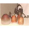 A Schneider wrought iron and glass chandelie