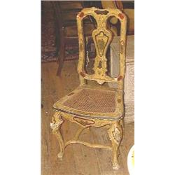 A  Venetian  yellow  lacquered  side  chair,