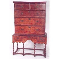 A  Queen  Anne  style figured walnut chest o