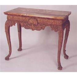 A GEORGE I STYLE GILTWOOD SIDE TABLE, early