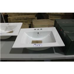 WHITE ORTECH 3 HOLE BATHROOM VANITY SINK