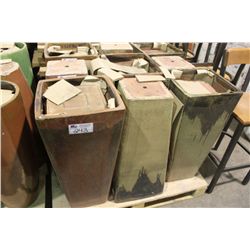 3 LARGE SQUARE GLAZED PLANTER SETS