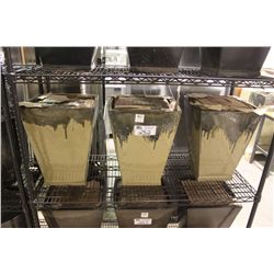 3 BLACK & BEIGE SQUARE GLAZED PLANTER SETS