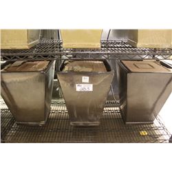 3 BROWN SQUARE GLAZED PLANTER SETS