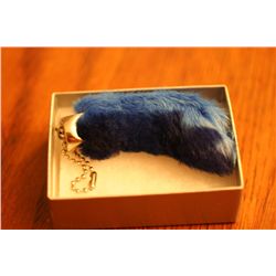 blue rabbit foot key chain