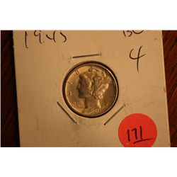 1945 mercury dime bu