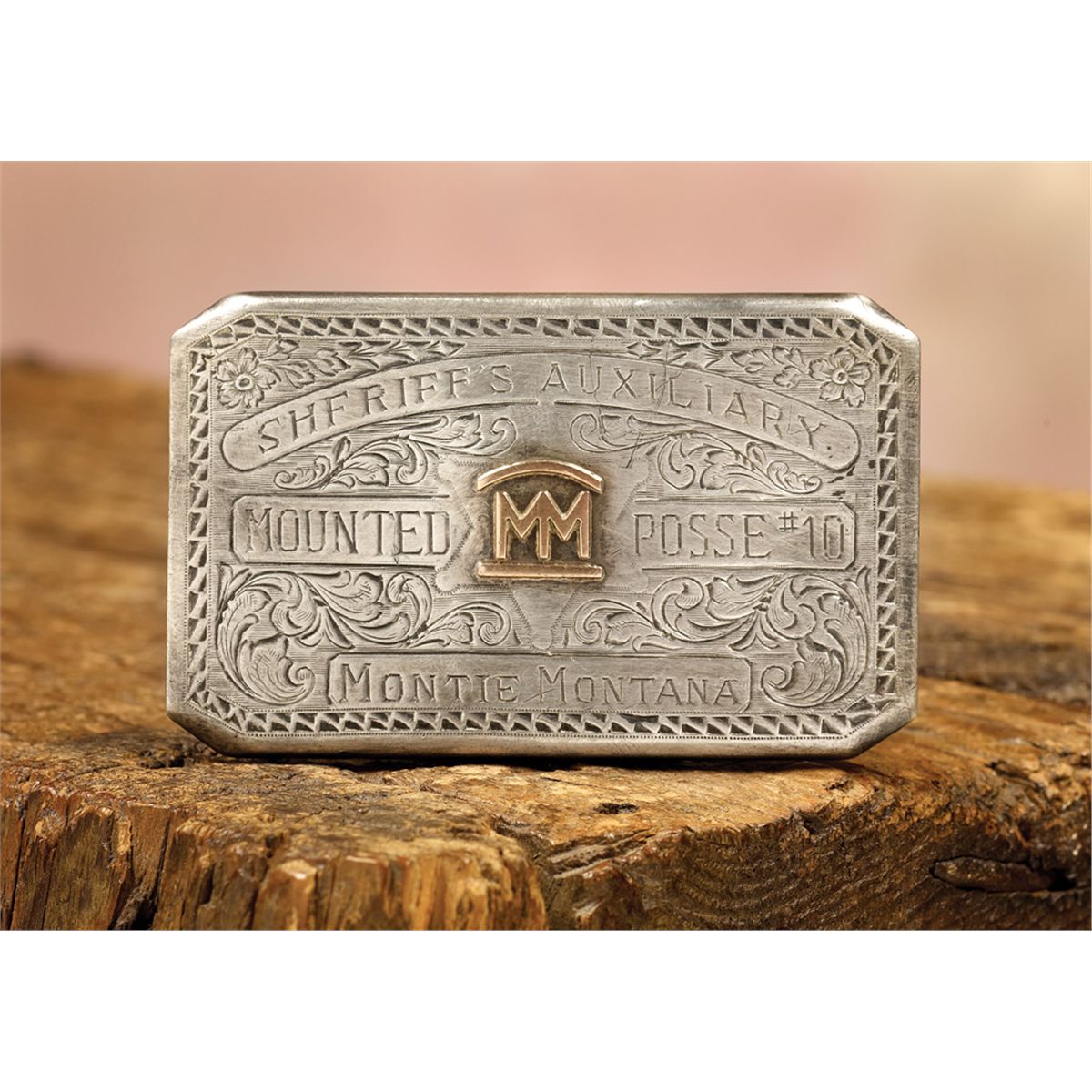 Charlie Sample Mounted MM Posse Buckle