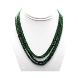 Natural Emerald Round Beads Necklace w/brass clasp