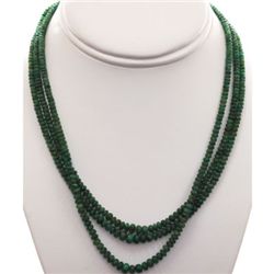 Natural Emerald Round Beads Necklace w/brass clasp