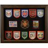 Image 1 : 13 FRAMED BRITISH COMMONWEALTH PATCHES GOLD & SILVER