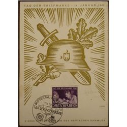 ORIGINAL NAZI 1942 POSTCARD-STAMPED & POSTMARKED-HELMET