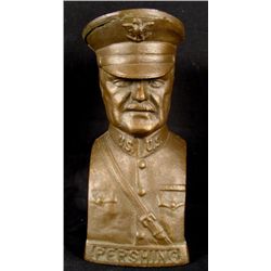 WWI GENERAL PERSHING CAST IRON STILL BANK 7 3/4" C1918