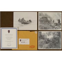 3 WWII REPRINTS OF NORMANDY PHOTOS FEDERATION CERTIF