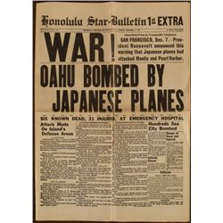 ORIGINAL HONOLULU NEWSPAPER -HEADLINE WAR ON JAPAN 1941