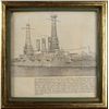 Image 1 : WWI U.S. SHIP U.S.S. OHIO DRAWING FRMD-DEDICATION, ID'D