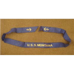 WWI USS MONTANA BATTLESHIP HAT TALLY