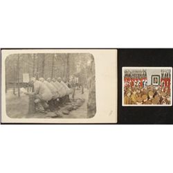 ORIGINAL POSTCARD: NAZI SOLDIERS ON MAKESHIFT OUTHOUSE