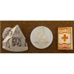 3 NAZI MEDALS- RED CROSS FACTORY  EAGLE AND SWASTIKA