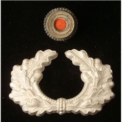 EARLY ORIGINAL NAZI VISOR ARMY HAT COCKADE & WREATH