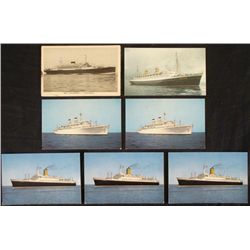 7 OLD SHIP POSTCARDS W/GERMAN LINER T.S. BREMEN WW11