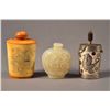 Image 1 : 3 PC Snuff Bottles: Ox Bone, White Jade, Porcelain