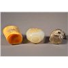 Image 3 : 3 PC Snuff Bottles: Ox Bone, White Jade, Porcelain