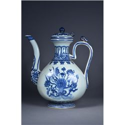 Chinese Blue & White Lotus Ewer