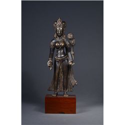 Chinese Bronze Figure w/ Gemstone