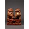 Chinese Carved Gilded Wood Fu Lion w/ Pedestal